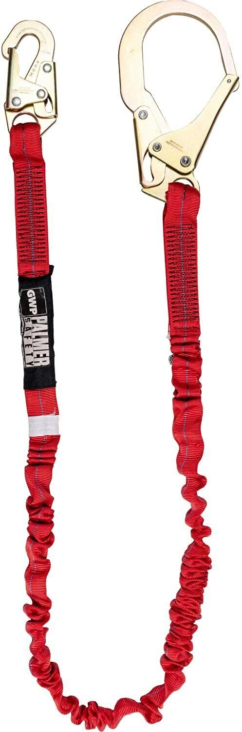M Full Body Harness w/detachable 6′ Internal Shock Absorbing Lanyard, Rebar Hook