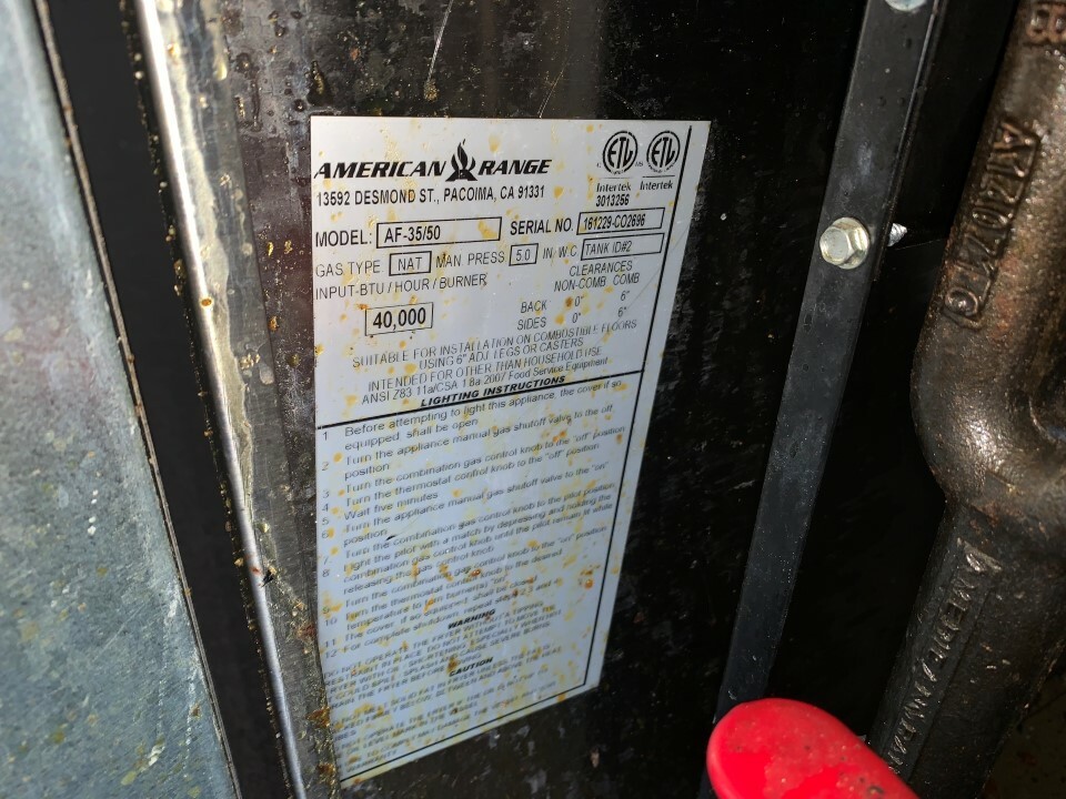 16″ American Range AF-35/50 Fryer, Nat Gas