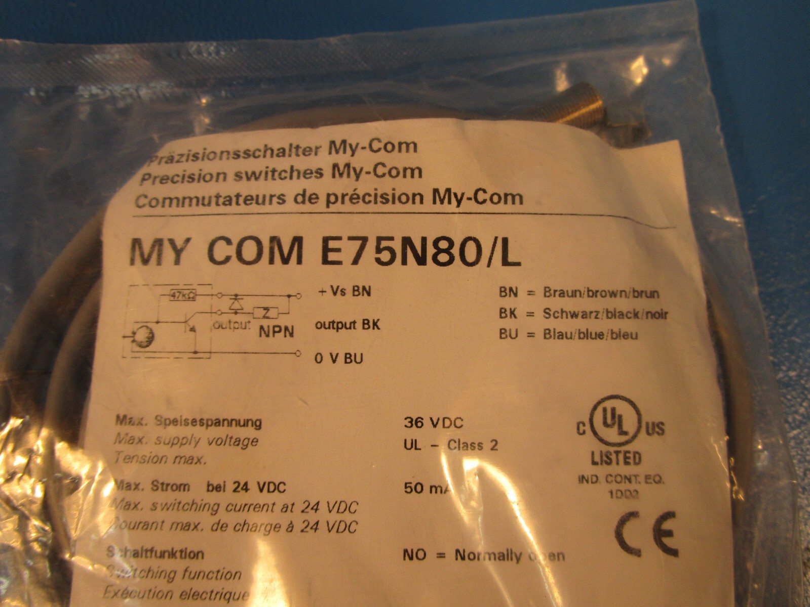 BAUMER MY-COM E75N80/L, 10222682, Precision Limit-Switch (End Pin-Plunger)