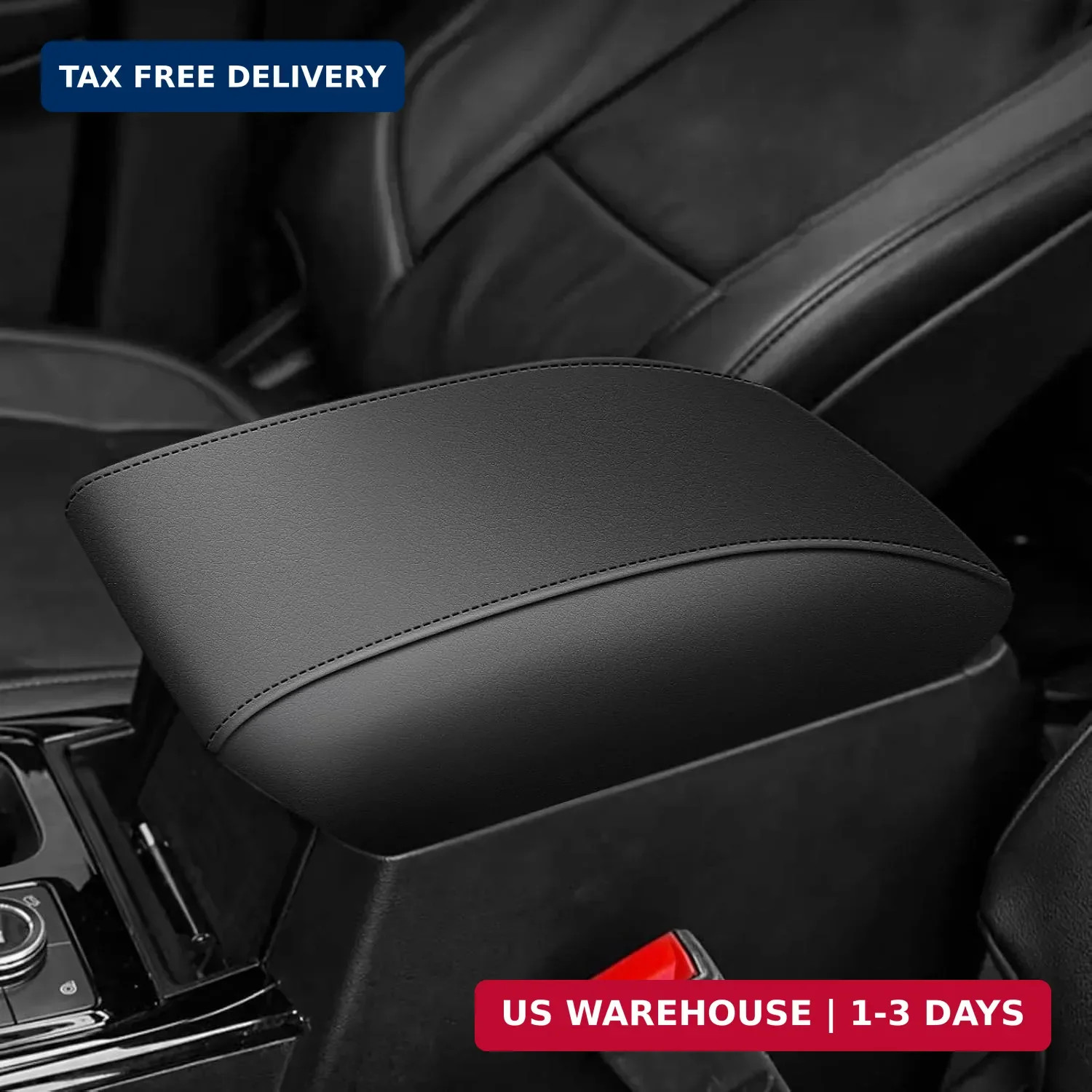 AOMSAZTO Console Covers for 2020-2022 Ford Explorer Leather Black with Black Sti