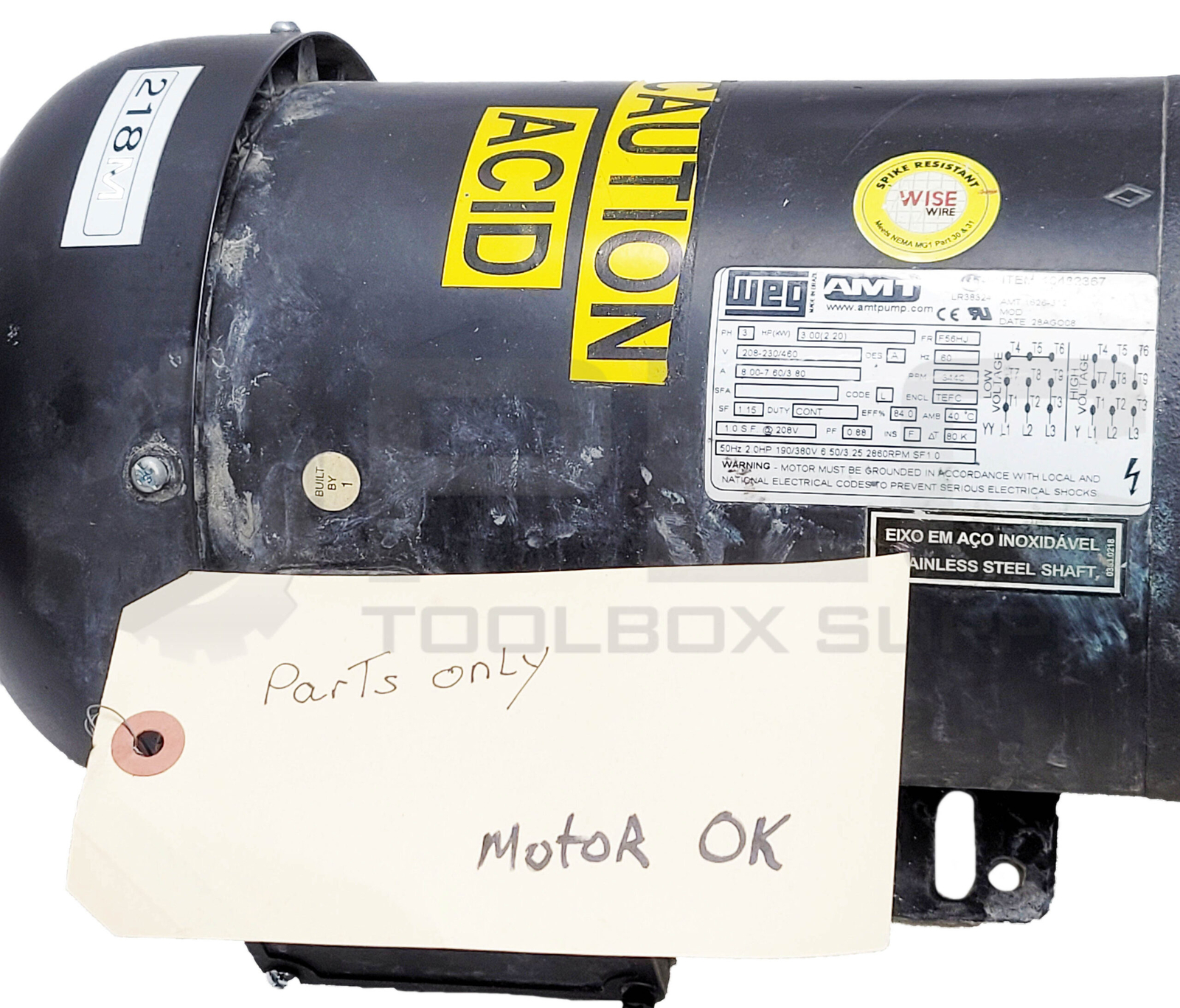 FOR PARTS AMT 490B-98 PUMP MOTOR W/ WEG MOTOR 3PH 3HP F56HJ FRAME 208-230/460V