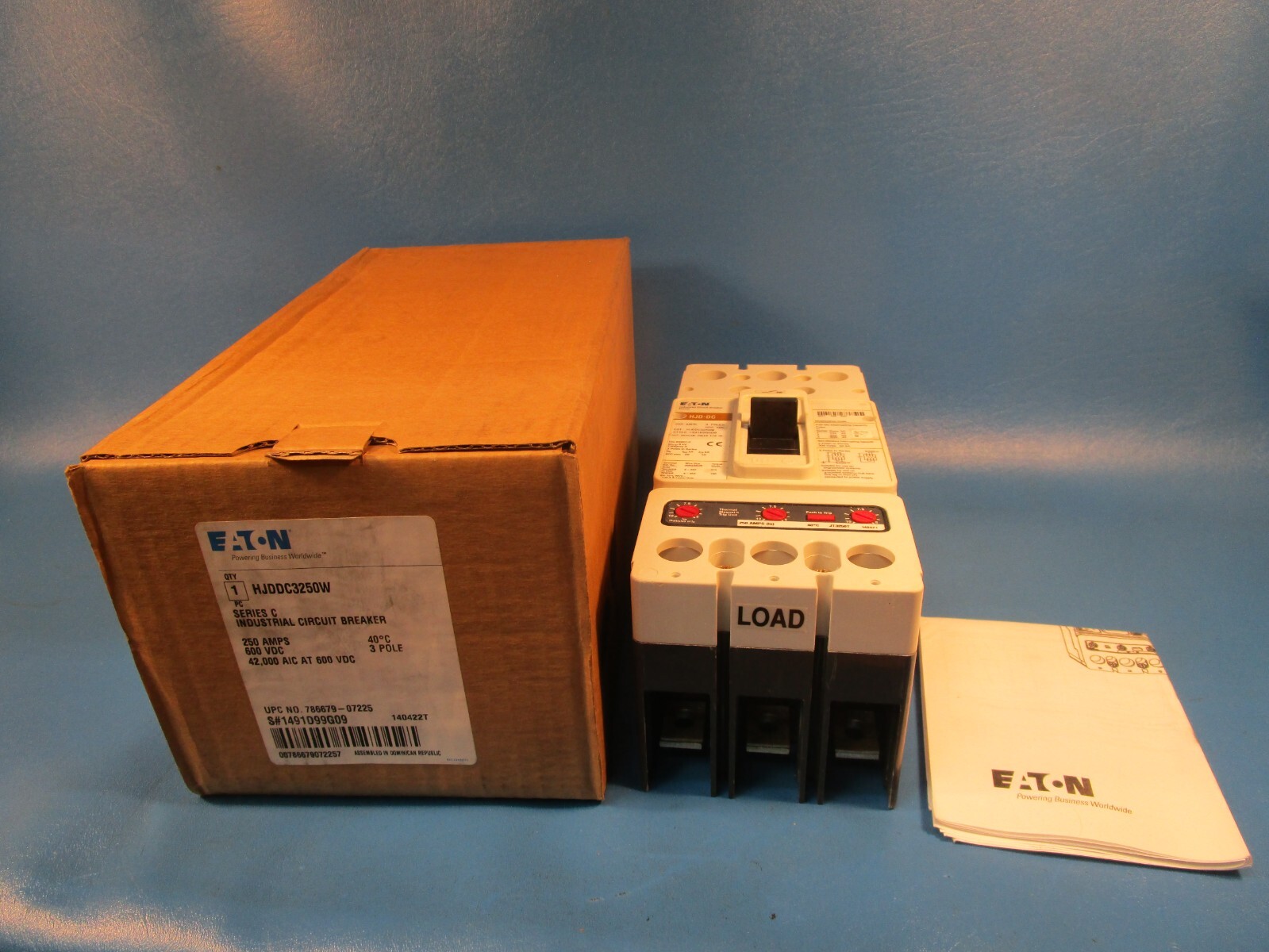 Eaton HJDDC3250W, Molded Case Breakers (MCCBs) 3P 250A 600V 50/60Hz 3Ph J Frame