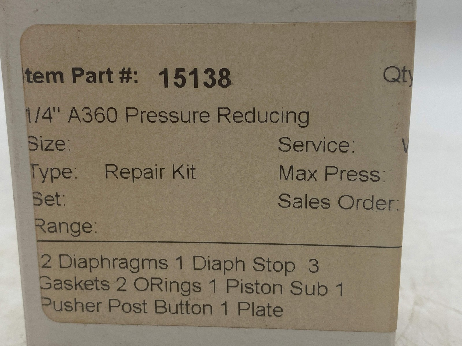 Cash Valve 15138 1/4″ A360 Pressure Reducing Repair Kit (Open Box)