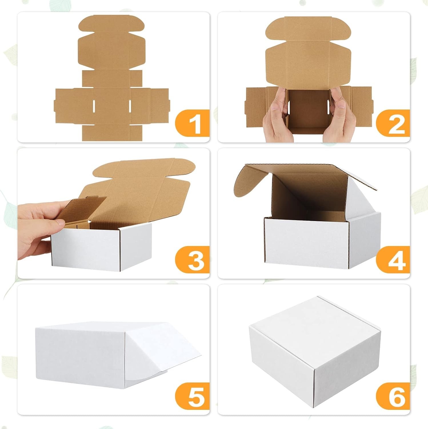 4x4x2″ Corrugated Box Mailers 50 Pack White Cardboard Small Shipping Boxes for M