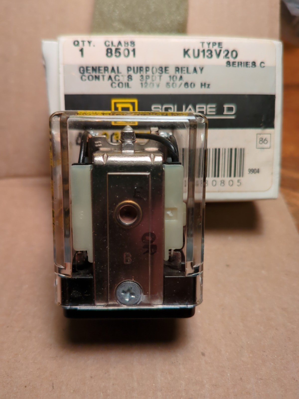 NEW SQUARE D 8501 KU13V20 SERIES C GENERAL PURPOSE RELAY 10A 120V 50/60HZ 48080