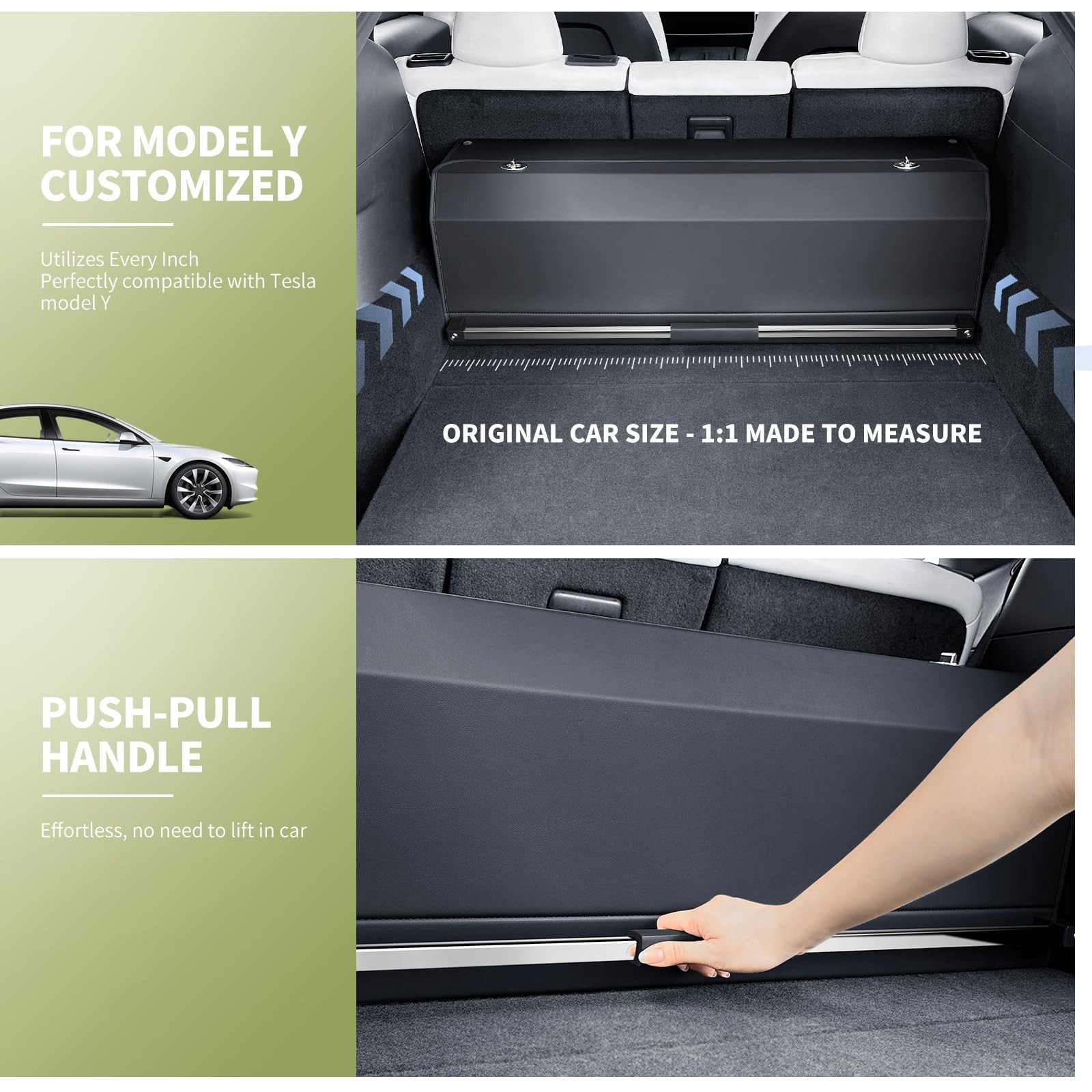 Car Trunk Organizer for 2022-2023 Tesla Model Y (5-Seater), Leather Trunk Org…