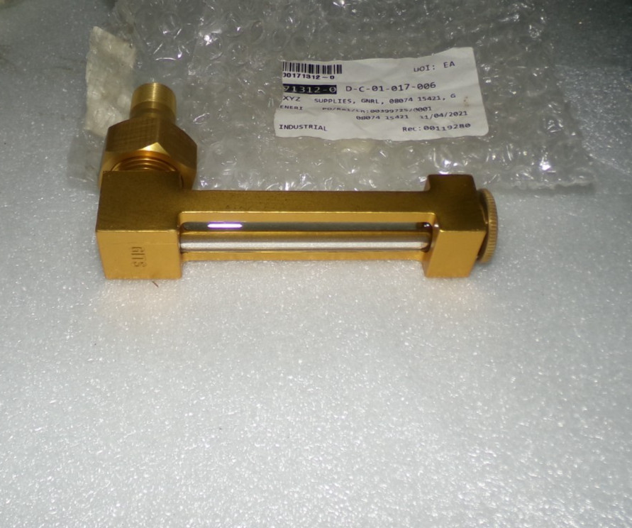 Gits 15421 Liquid Level Gauge Aluminum Gold Anodize Glass3/8-18 Thread 5″ H NEW