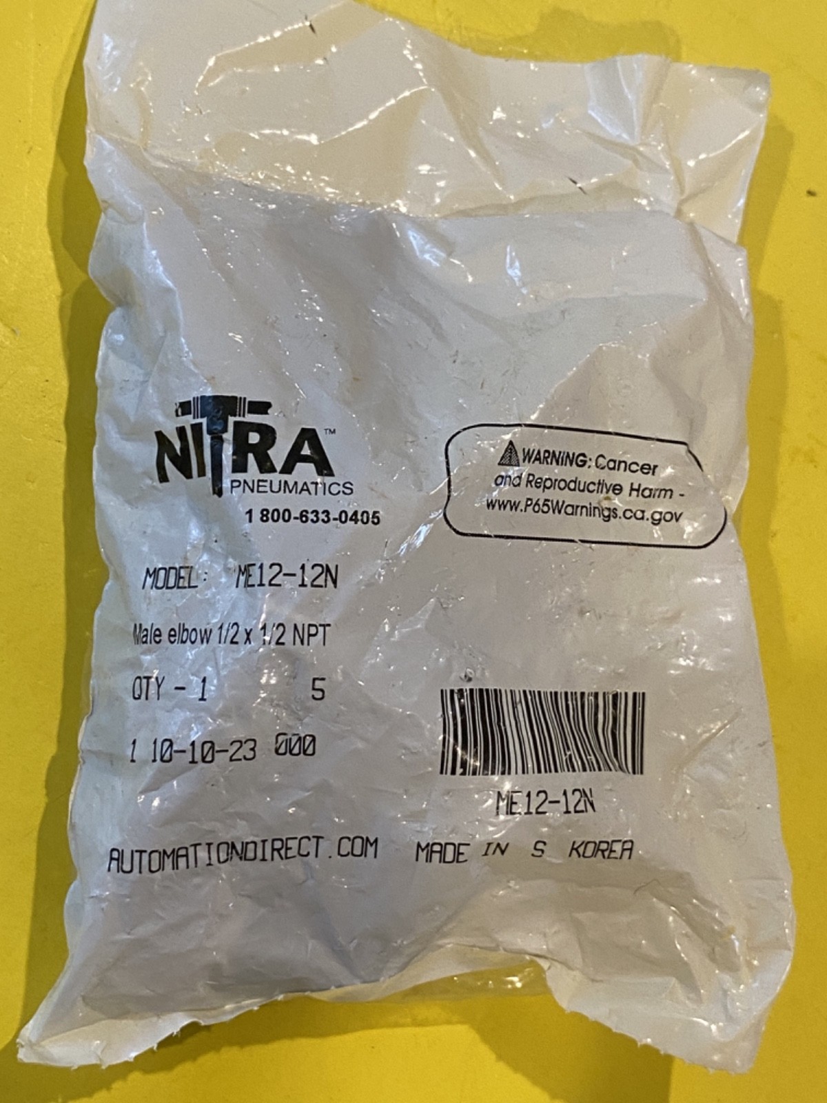 Automation Direct ME12-12N Elbow, 1/2’x1/2″ NPT (Qty 5) Free Shipping!