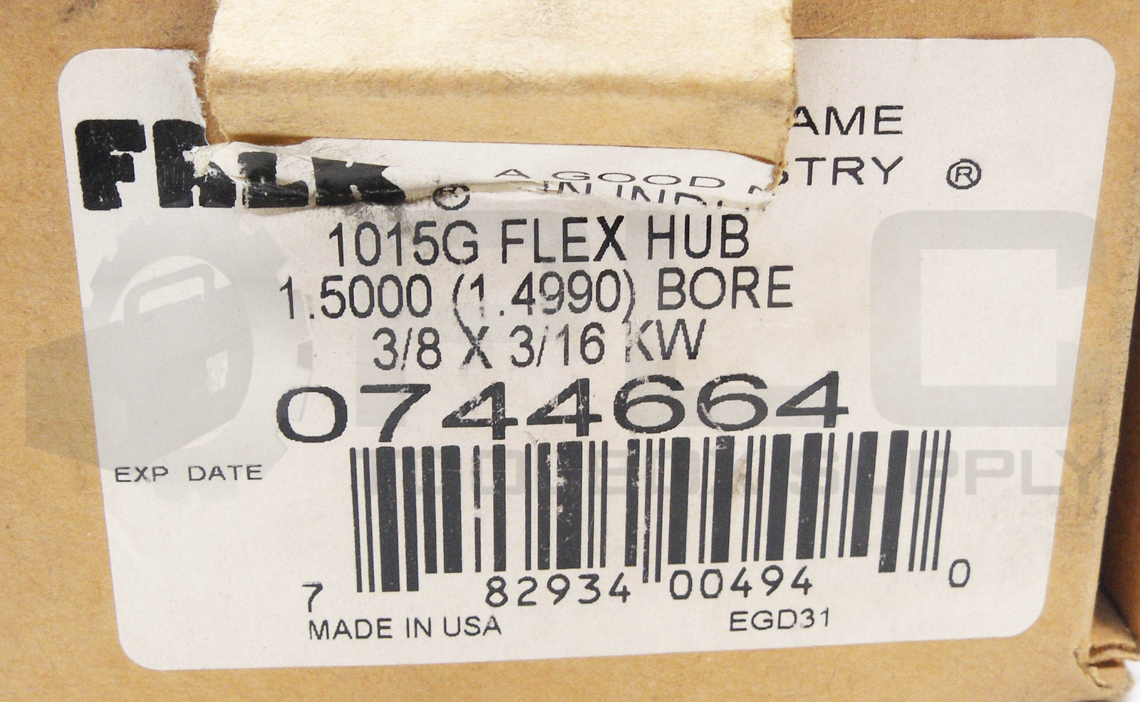 NEW FALK 0744664 FELX HUB 1015G 1.5000 BORE 3/8 X 3/16 KW *READ*