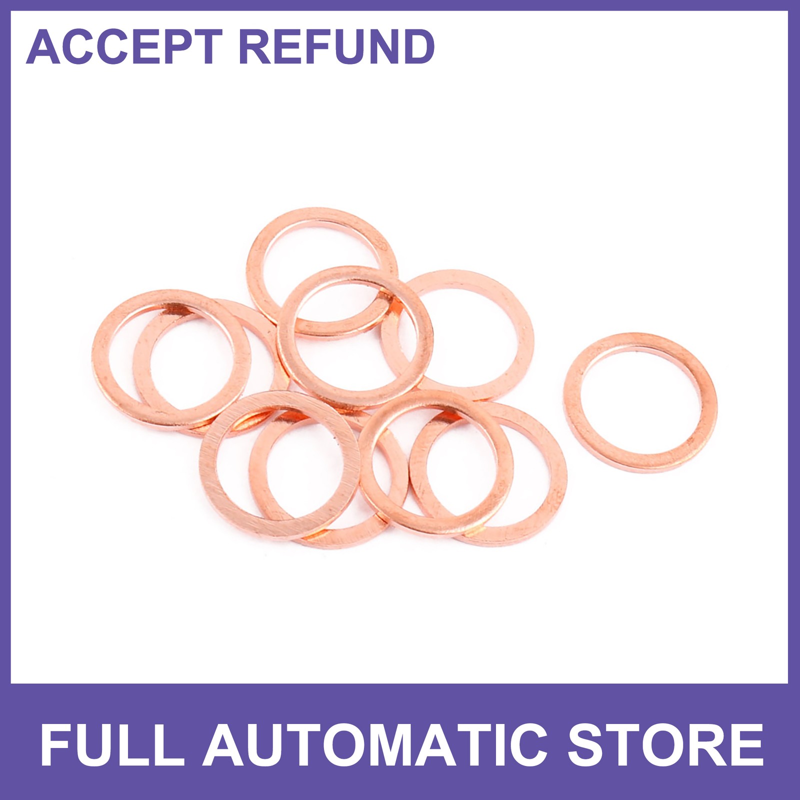 10pcs 16 mm x 12 mm x 1 mm Flat Ring Copper Crush Washer Sealing Gasket Fastener