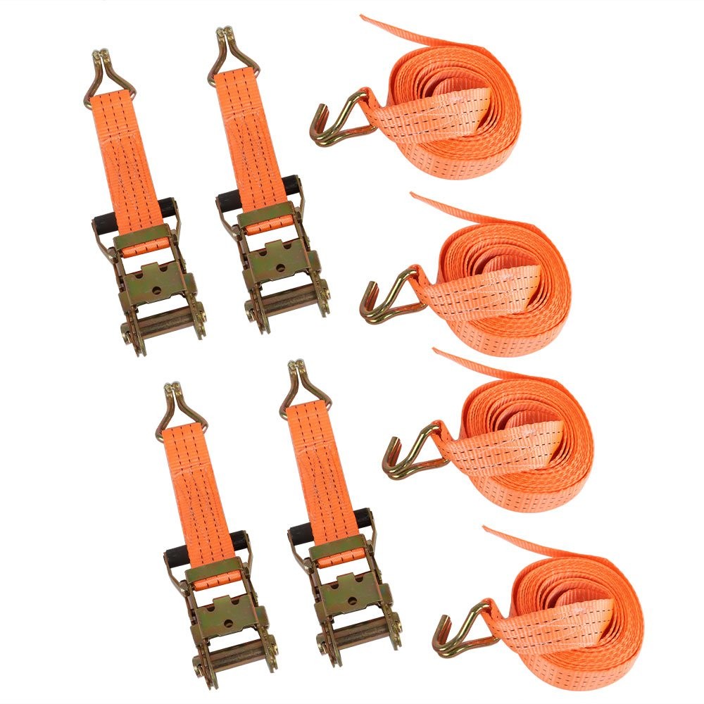1.5″ x 15′ 4000 lb Ratchet Straps J Hook Heavy Duty Tie Downs New 4pcs