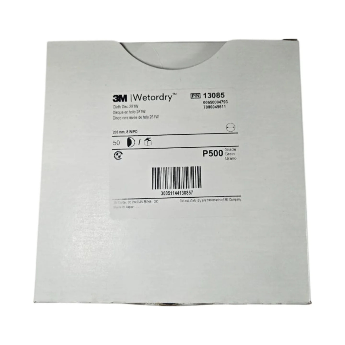 3M 13085 7000045611 Wetordry 281W 8in P500 Cloth Disc PK50