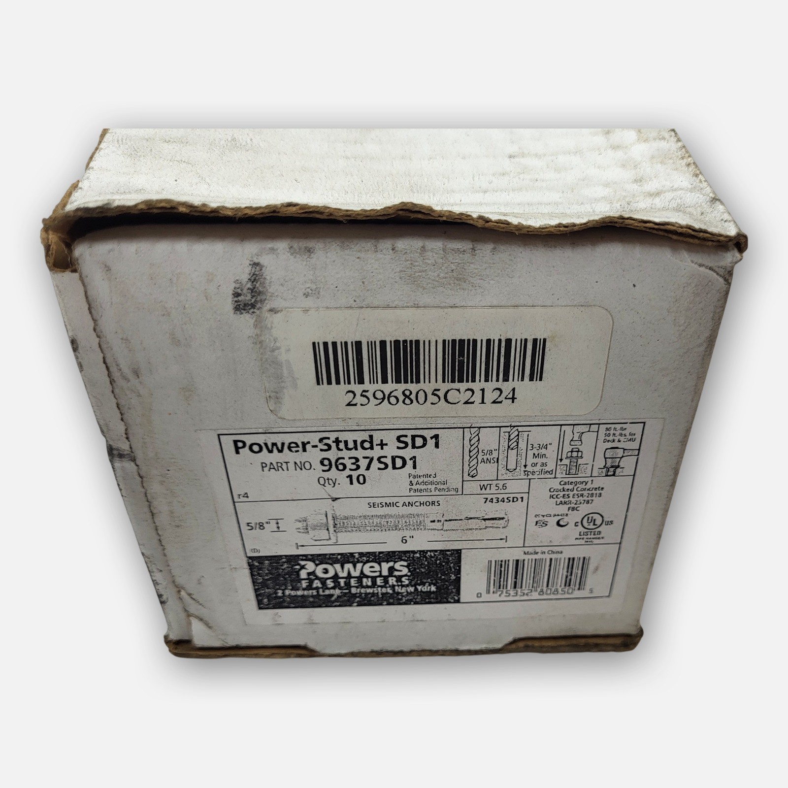 NEW BOX OF 10 POWERS FASTENERS 9637SD1 CONCRETE ANCHORS 5/8″ X 3-3/4″ *READ*