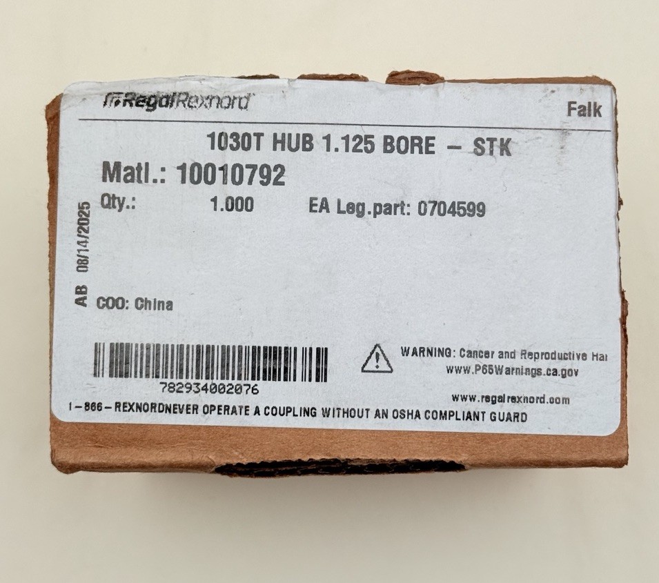 0704599 Rexnord Falk 1030T Grid Coupling Hub 1.125″ Bore STK, 10010792 Matl