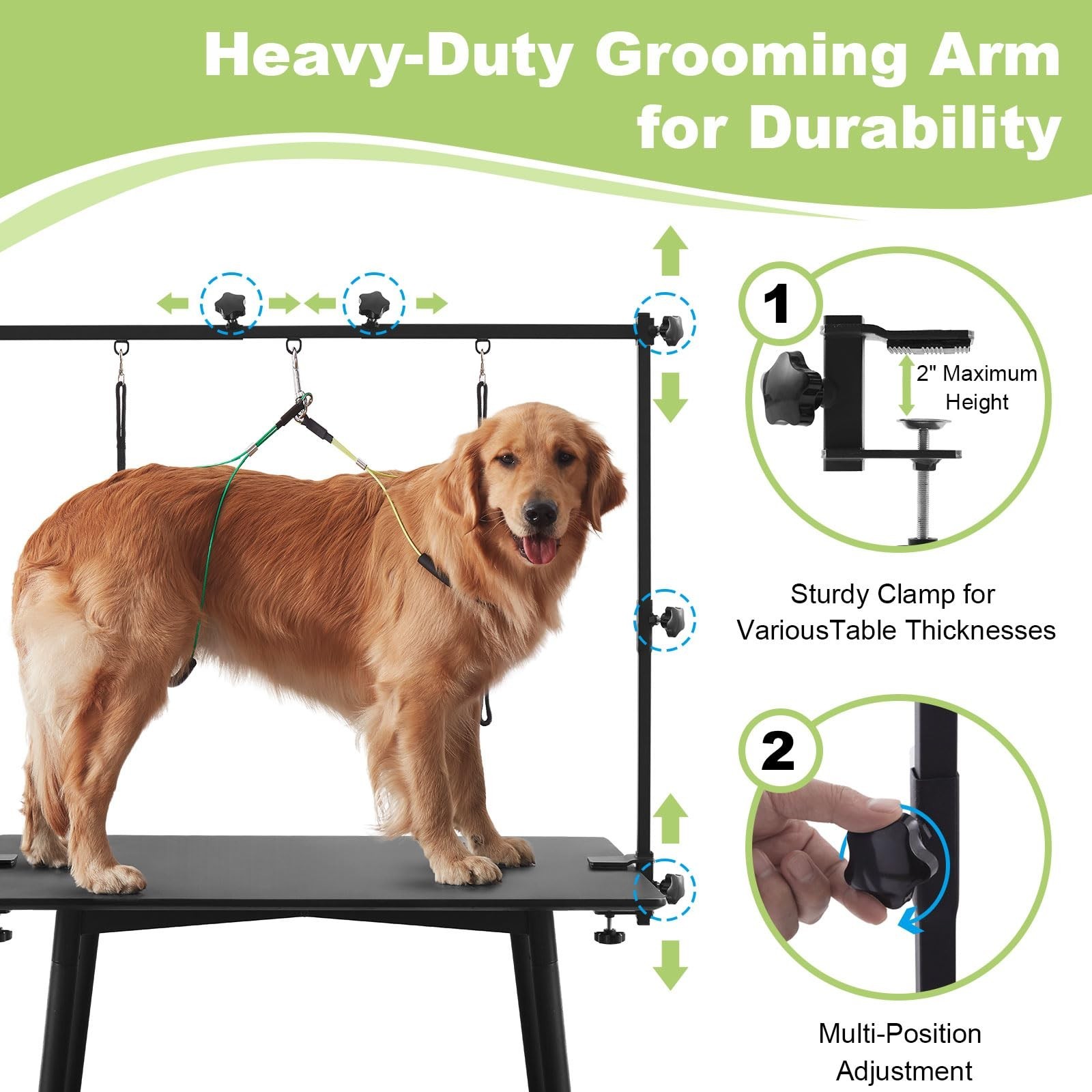 Home Dog Grooming Table Arm Adjustable 37″ Height, 35″-51″ Width Dog Grooming…