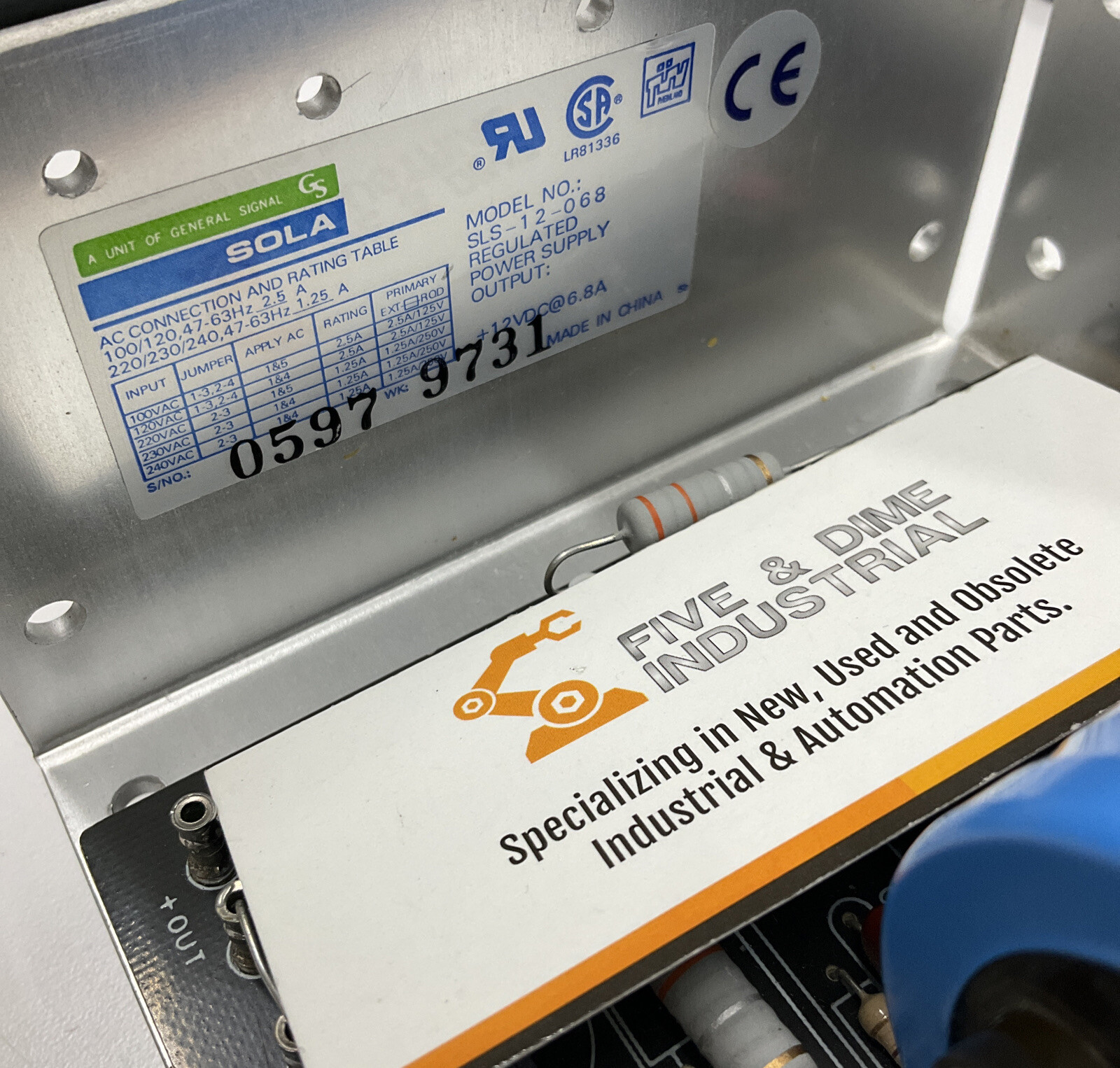 Sola SLS-12-068 Regulated Power Supply Output 12vdc 6.8A