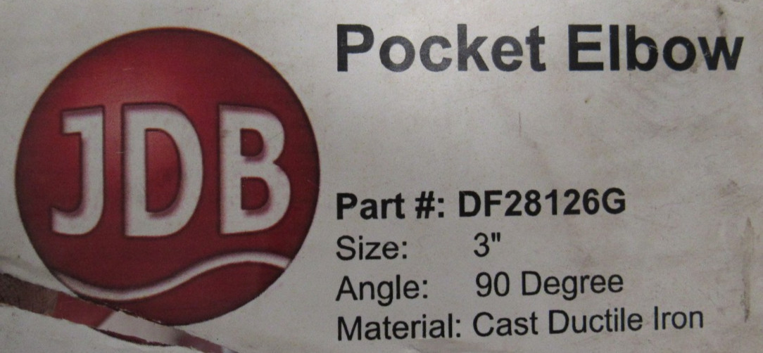 NEW JDB DF28126G ELBOW 3″ 90° CAST IRON