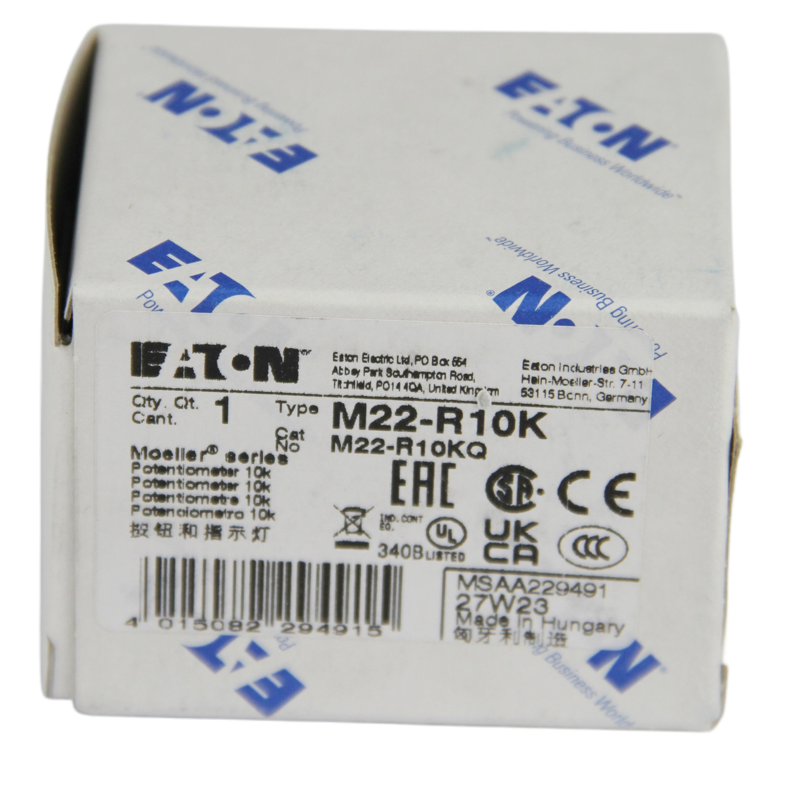 One Brand New EATON MOELLER M22-R10K 10k Potentiometer – US Stock