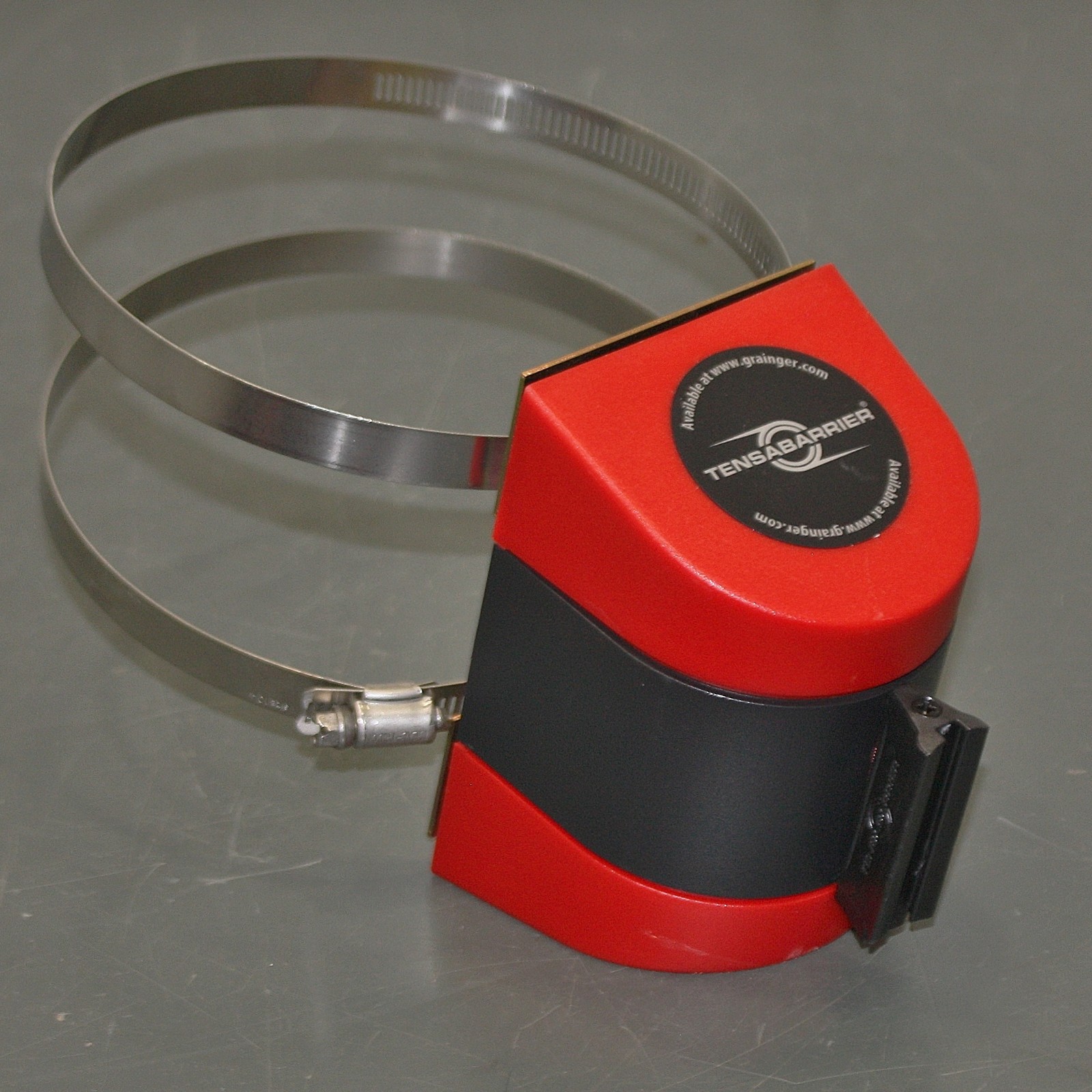 Tensabarrier 15ft Retractable Belt Barrier “Authorized Access Only”, Hose Clamp
