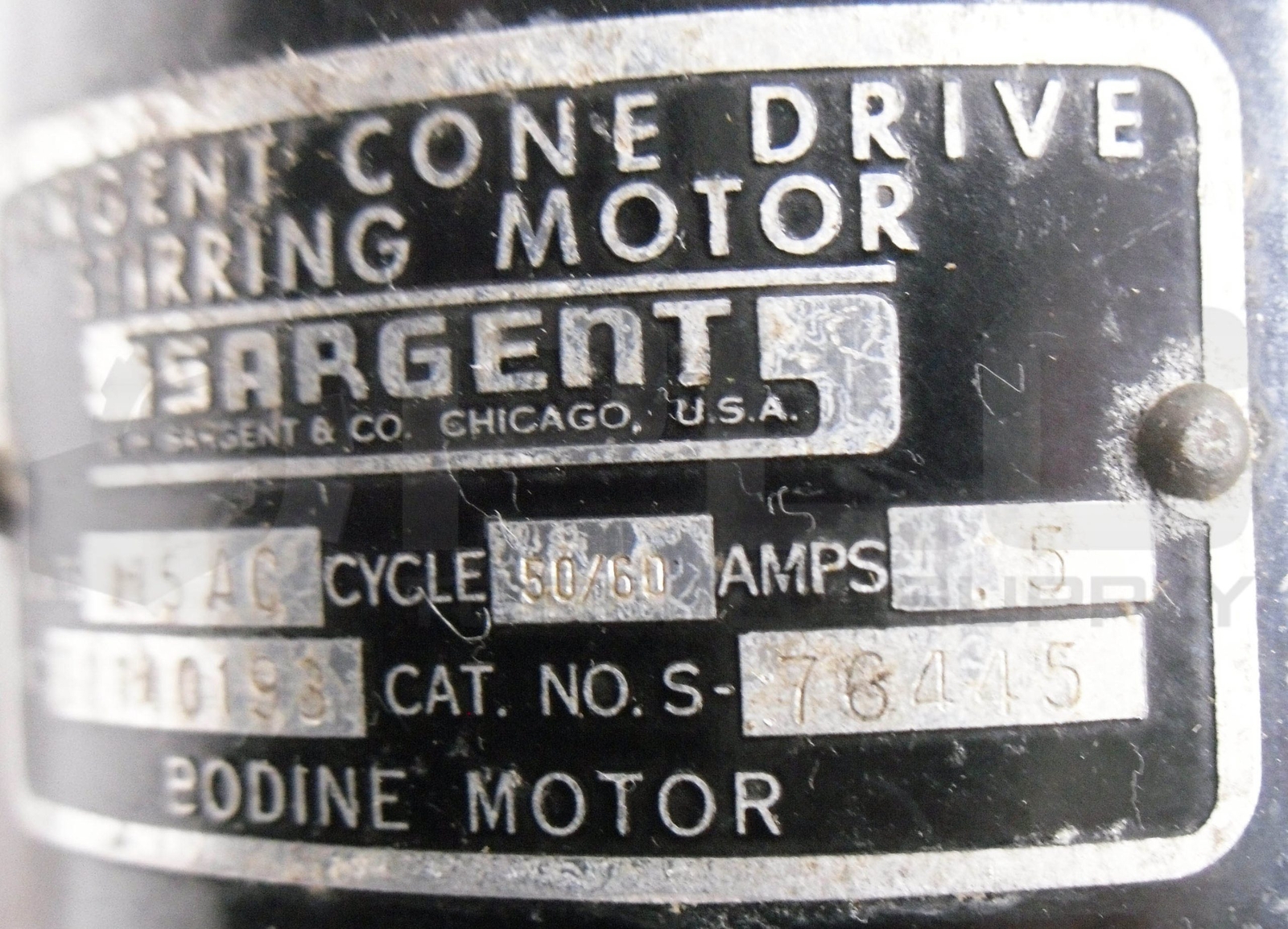 SARGENT S-76445 CONE DRIVE STIRRING MOTOR 115VAC 50/60HZ .5A T1140193