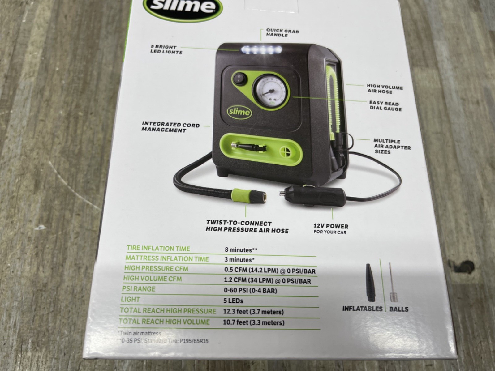 Slime 40034 12-Volt Tire Inflator,150 PsiREV101922ART NEW SEALED