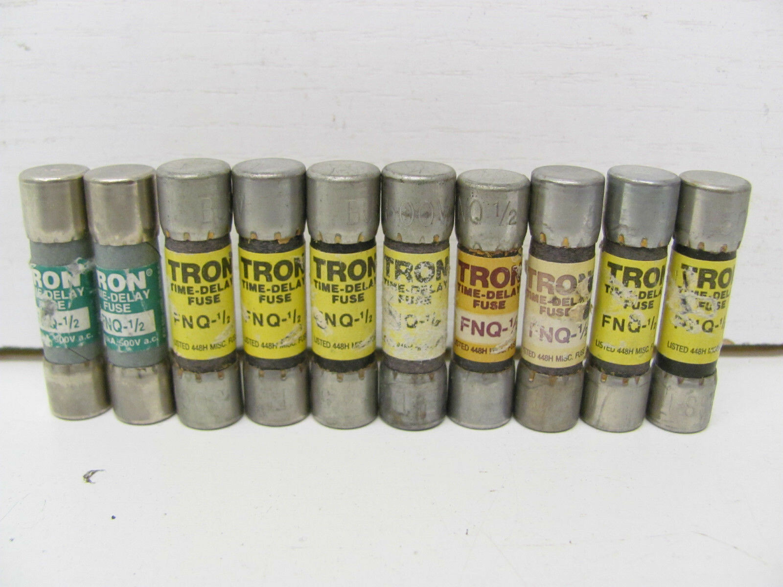 LOT OF 10 BUSSMANN TIME DELAY FUSE FNQ-1/2 500V