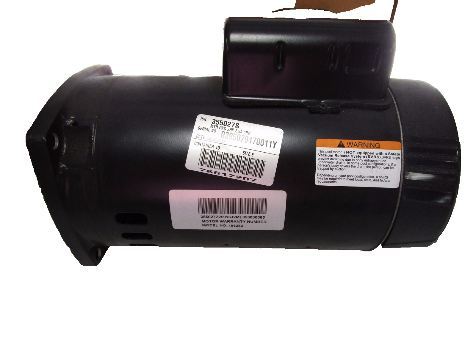 CENTURY 2HP POOL PUMP REPLACEMENT MOTOR #355027S / MODEL 196252 – NEW