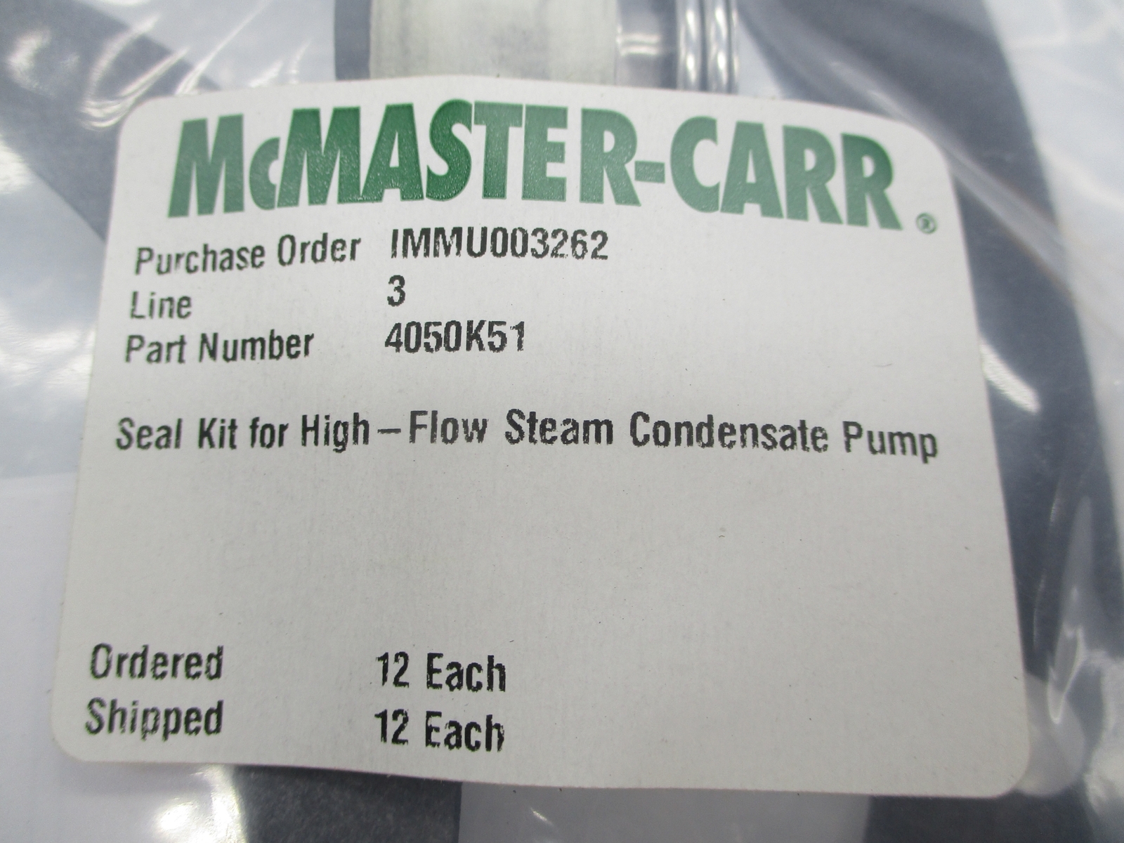 MCMASTER CARR 4050K51 SEAL KIT NSMP