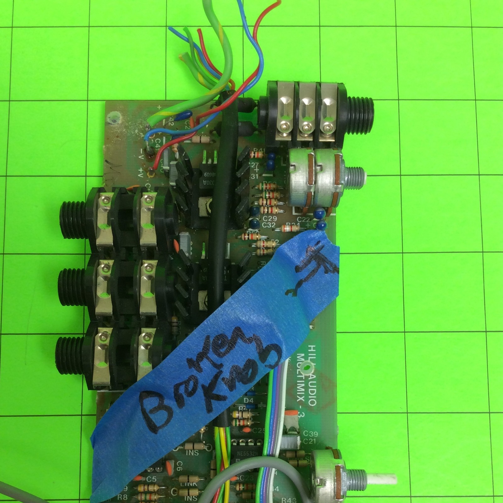 Hill MM1X Audio Mixer MULTIMIX-3 Board (BROKEN Knob)