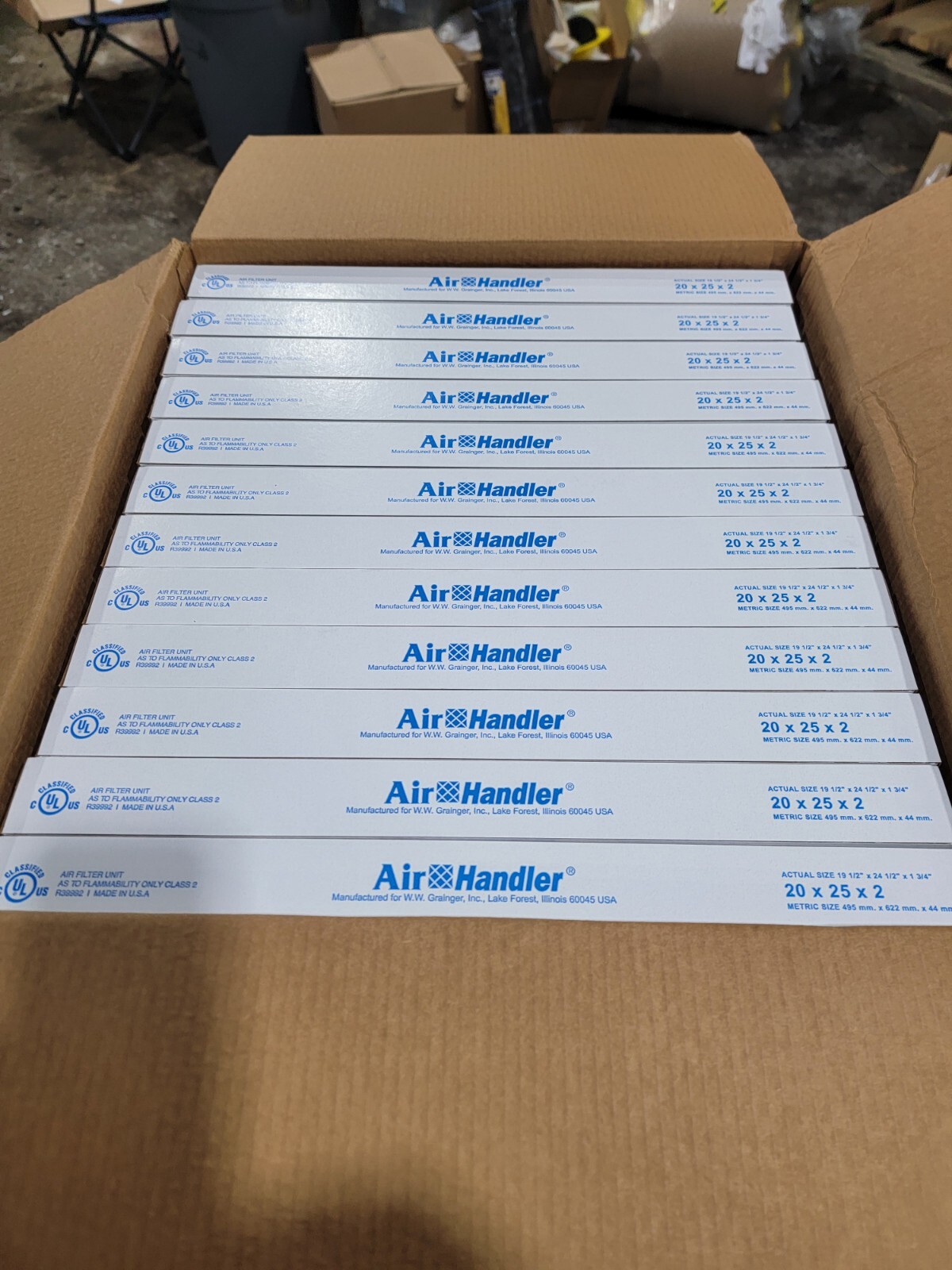 Air Handler 20″ X 25″ X 2″ HC Pleated Merv 8 Filter 6B930. 12pk, Free Ship L48