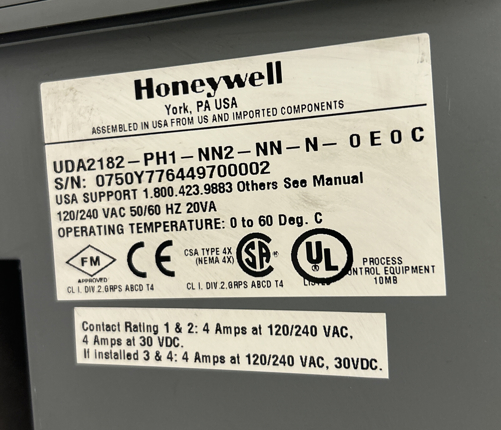 HONEYWELL,UDA2182-PH1-NN2-NN-N-0E0C,PH ANALYZER CONTROLLER