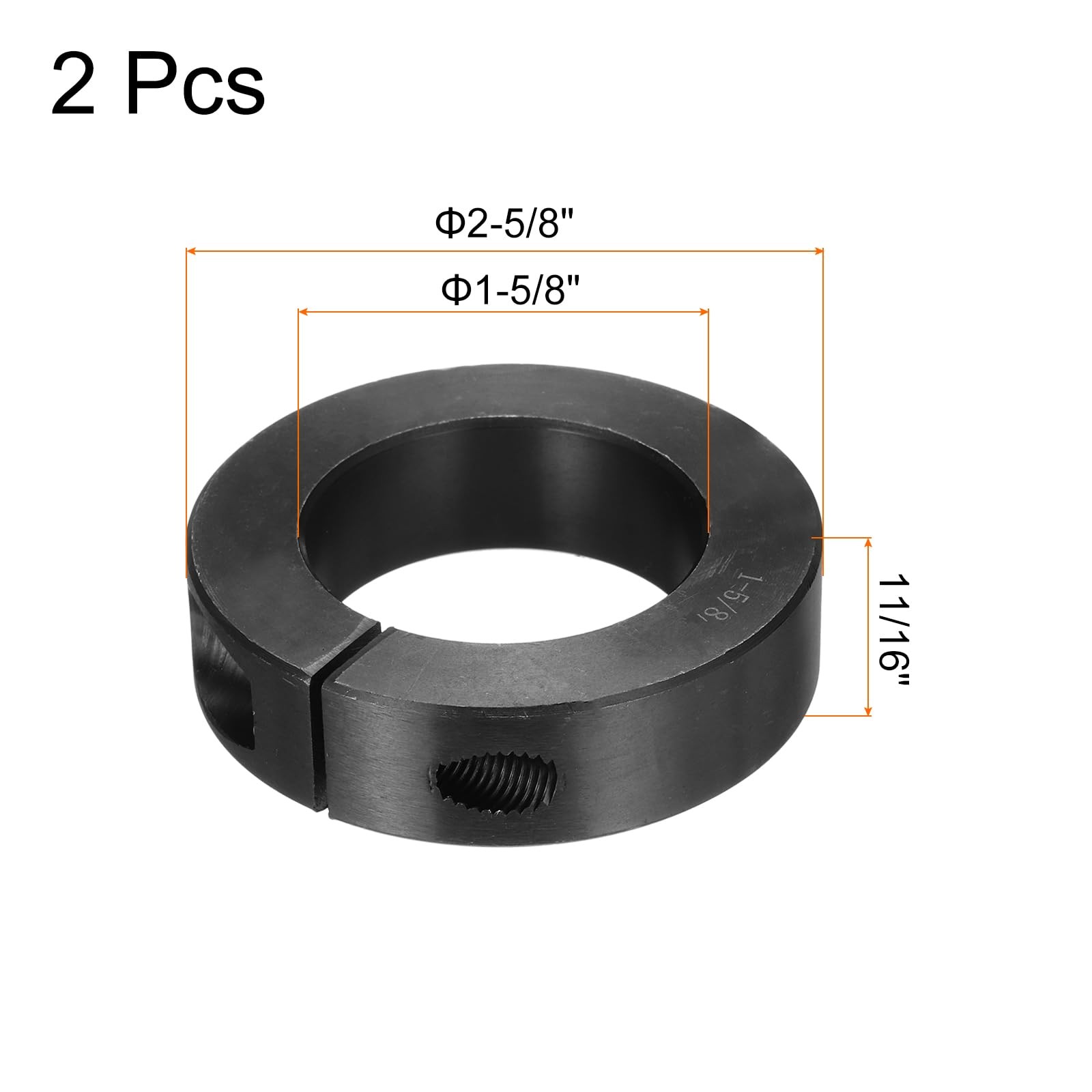 MECCANIXITY Shaft Collar 1 5/8″ Bore Single Split Carbon Steel Clamping Black