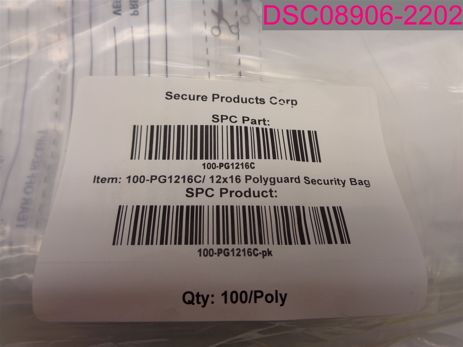 QTY=500 (5 Packs of 100); Secure Products Corp. 12″x16″ Polyguard Security Bags