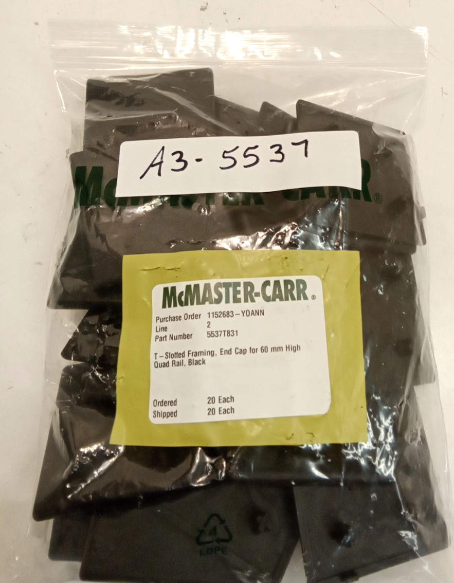 McMaster Carr 5537T831 T-Slotted Framing End Cap for 60mm High Quad Rail 20pk