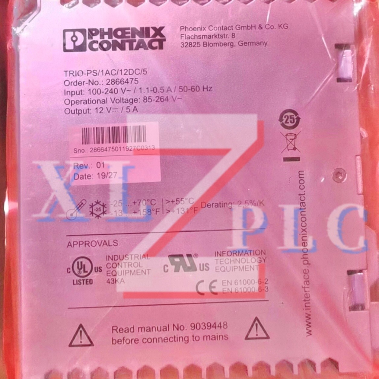 Phoenix 2866475 TRIO-PS-1AC-12DC- 5 Switching Power Supply#1pcs new in box