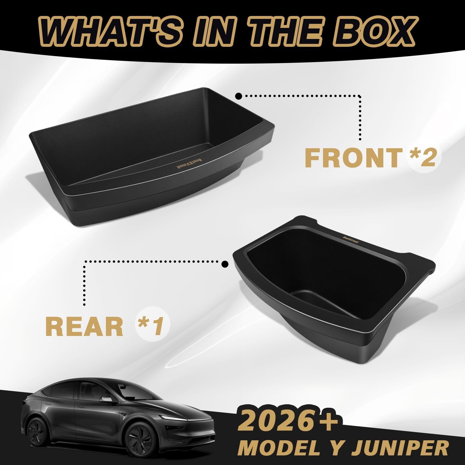 BestEvMod for 2026+ Model Y Juniper Refresh 3PCS Storage Bundle Trash Can Bac…