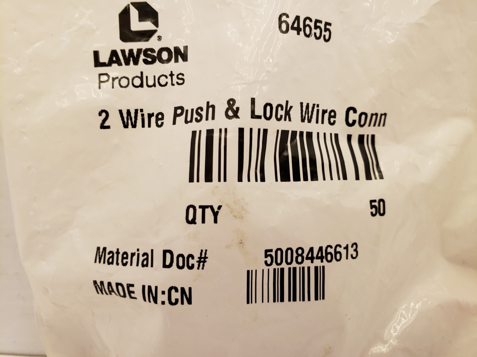 LAWSON 64655 PUSH & LOCK WIRE CONNECTOR 2 WIRE 30A RED (LOT OF 50) NIB