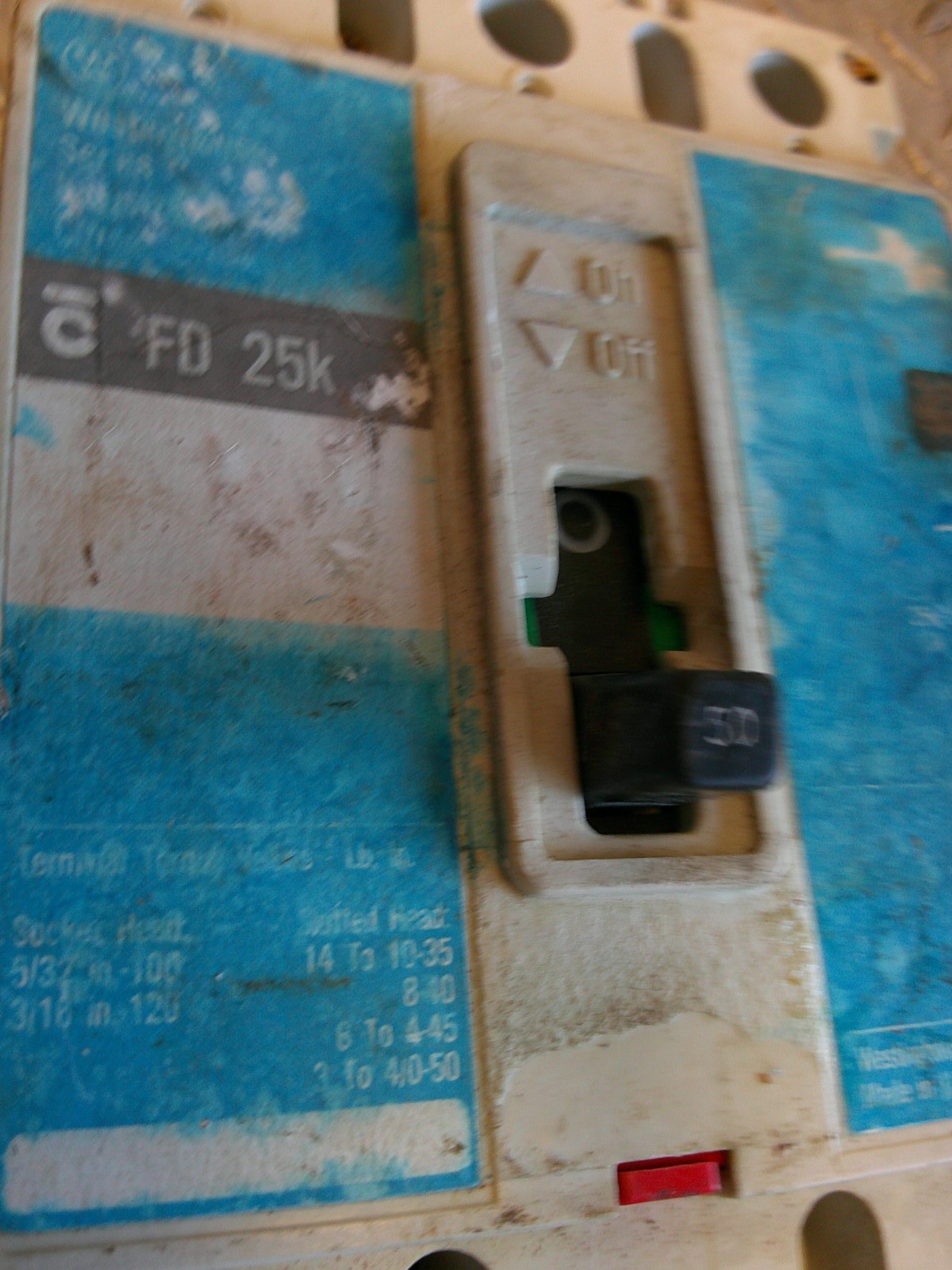 Westinghouse FD3050 Circuit Breaker 50A 600VAC 3 Pole FD 25k