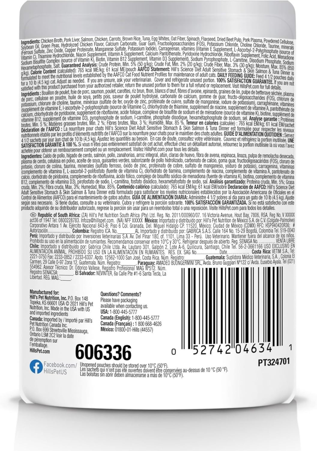 Hill’s Science Diet Sensitive Stomach Salmon & Tuna Cat Food 2.8oz 24ct