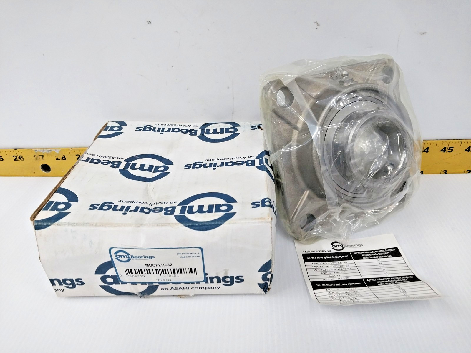 New ami Bearings Stainless Steel Flange Mount Bearing 2″ Bore MUCF210-32