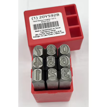 Zoro Select 20Y592 Hand Stamp, 1/4 In, Number Set, 20Y592