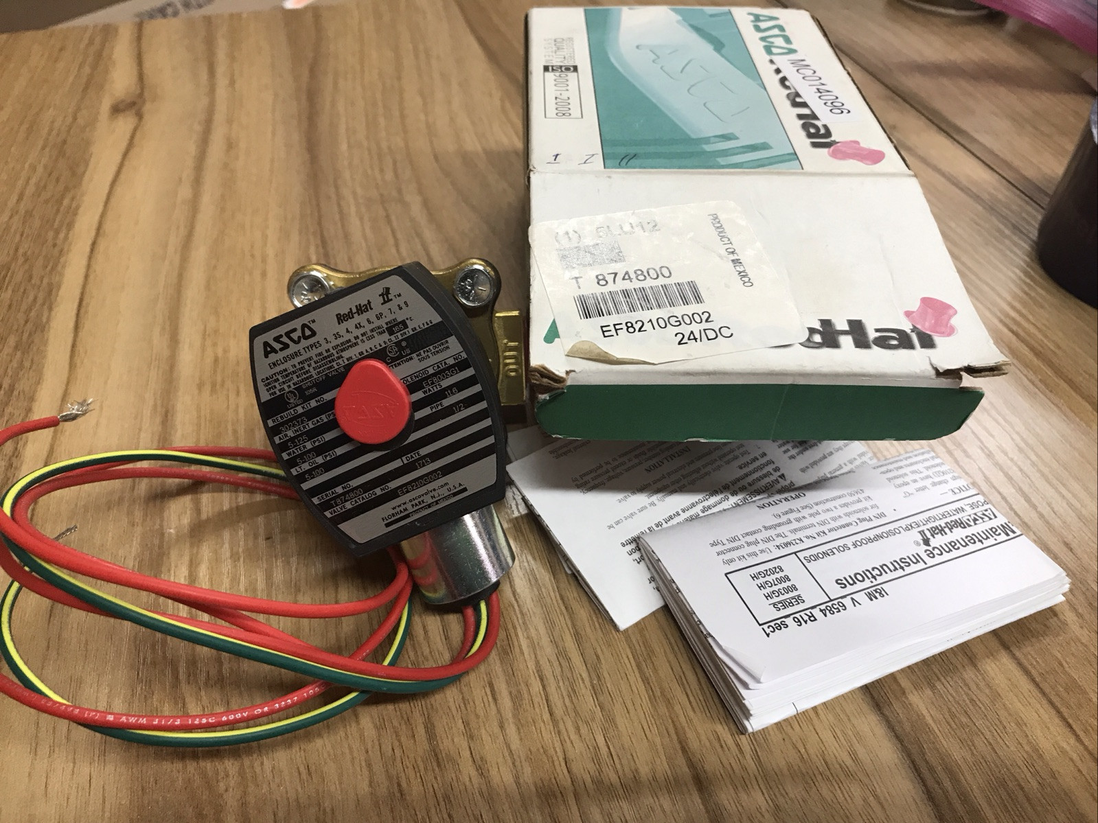 NEW OLD STOCK! ASCO 24V 1/2″ SOLENOID VALVE EF8210G002 Red Hat 5LU12 T 874800