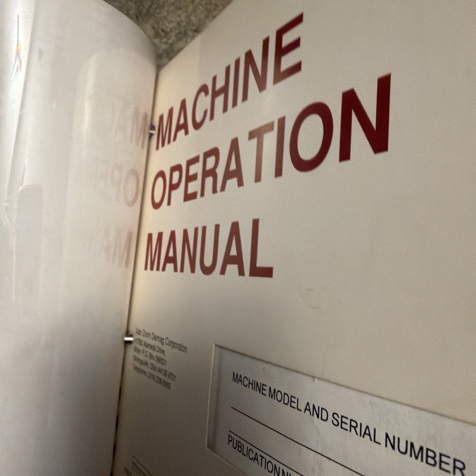 Van Dorn/ Demag Operation And Maintenance manuals- Original/1990s