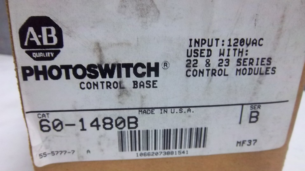 ALLEN BRADLEY PHOTOSWITCH CONTROL BASE 60-1480B SER. B NEW 601480B