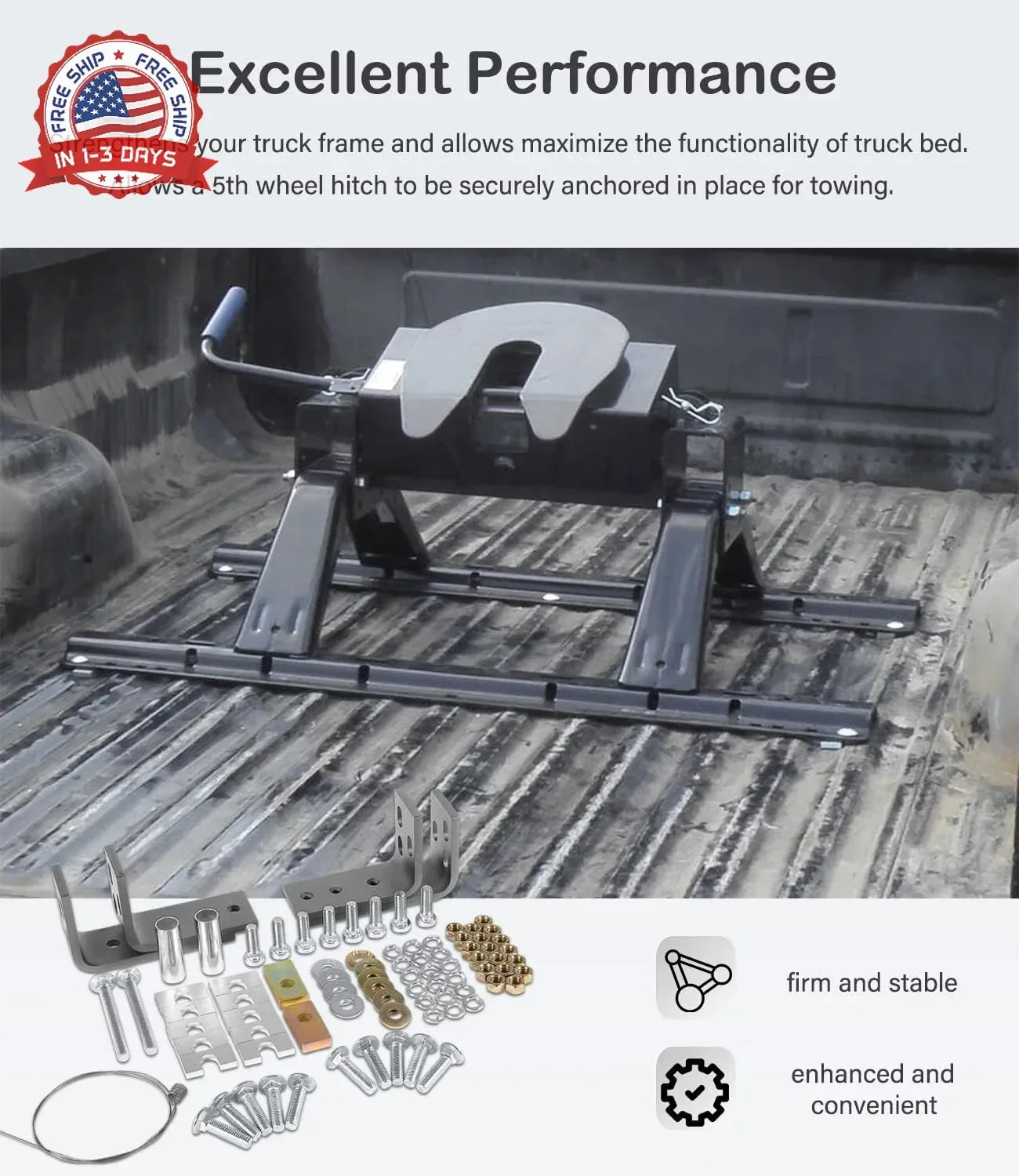 Universal 5th Wheel Installation Kit for Full-Size Trucks – Compatible with Rees