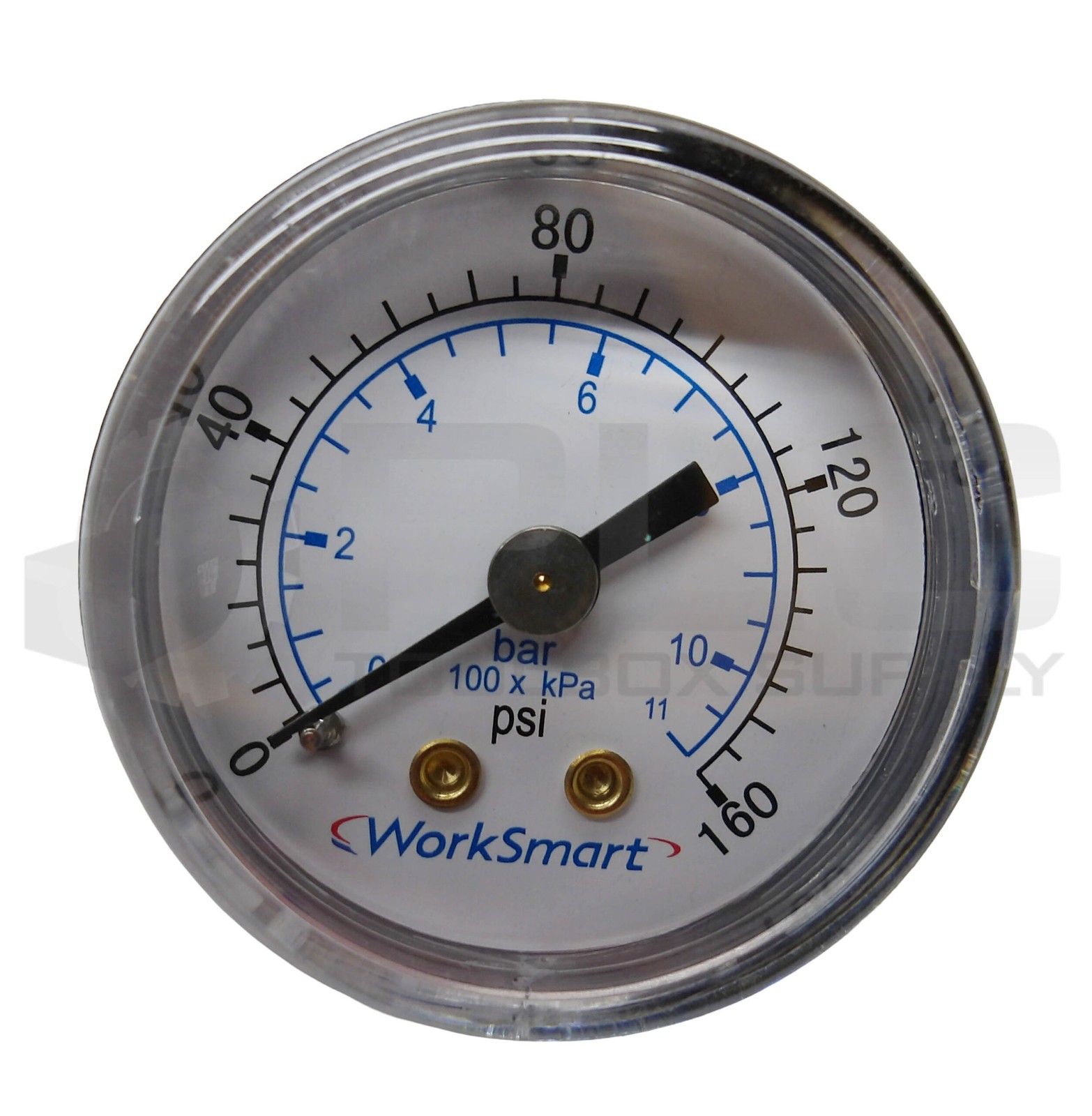 NEW LOT OF 2 WORKSMART WS-PE-GAGE-16 PRESSURE GAUGE 0-160PSI