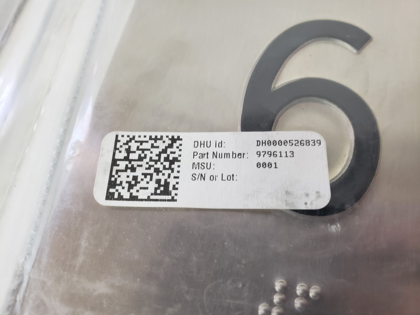 LOT of 2 – UNUSED – TKE ThyssenKrupp 9796113 Elevator Floor 6 Sign Metal SCS 4″