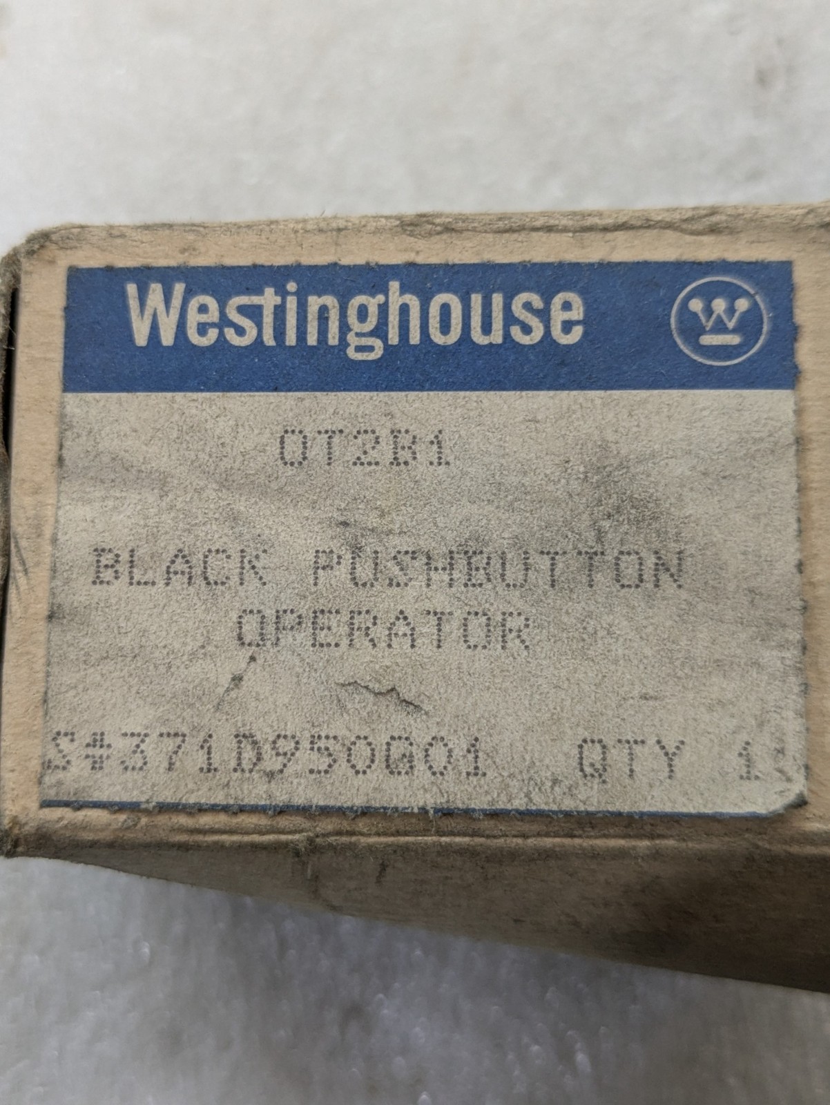 Westinghouse oT2B1 Pushbutton Operator Black Momentary Switch Control Panel