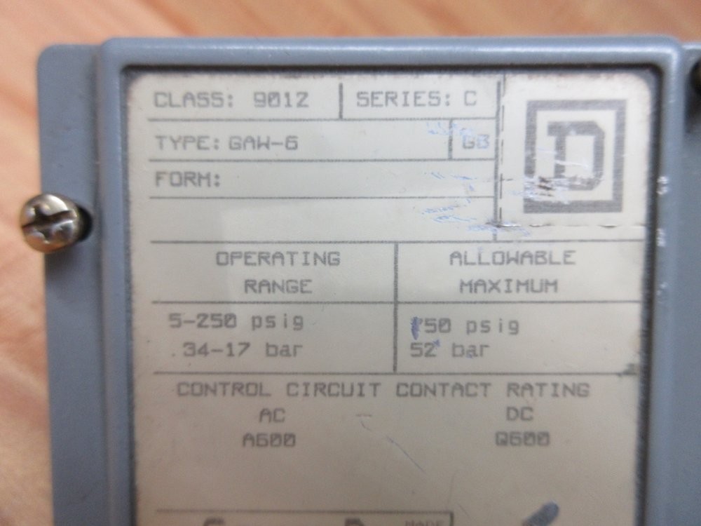 Square D 9012 GAW-6 Switch Series C