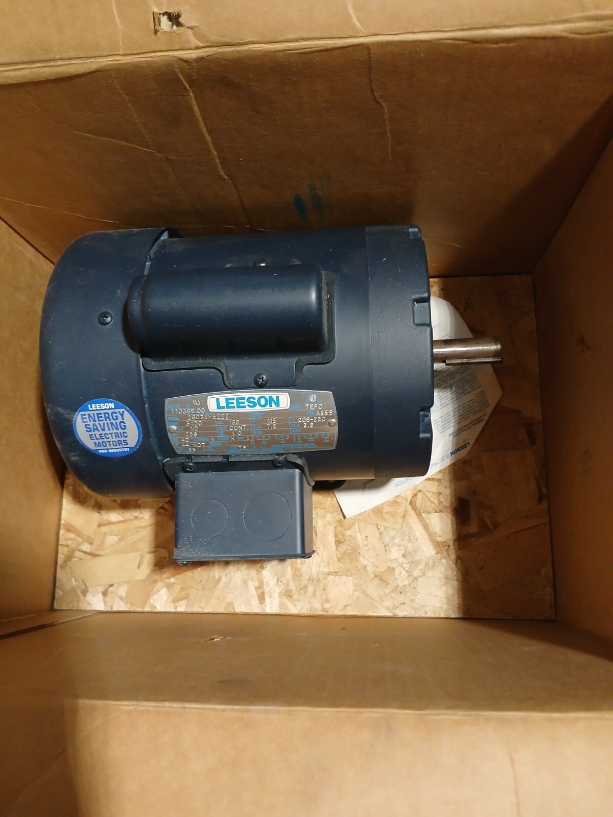 NEW LEESON 3450RPM 1/2HP SINGLE PHASE ELECTRIC MOTOR C6C34FB22C 110399.00